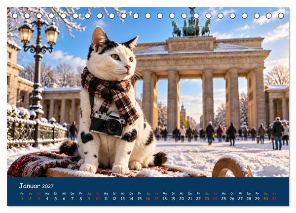 Produktbild: Eine Katze reist um die Welt (Tischkalender 2027 DIN A5 quer), CALVENDO Monatskalender