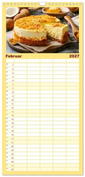 Produktbild: Familienplaner 2027 - K&auml;sekuchen Kalender - K&ouml;stliche Dessertmomente mit 5 Spalten (Wandkalender, 21 x 45 cm) CALVENDO