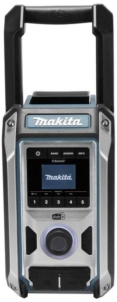 Produktbild: Makita DMR115 Baustellenradio DAB, DAB+ AUX, Bluetooth&reg;, USB spritzwassergesch&uuml;tzt, sto&szlig;fest T&uuml;rkis, Schwarz, Silber