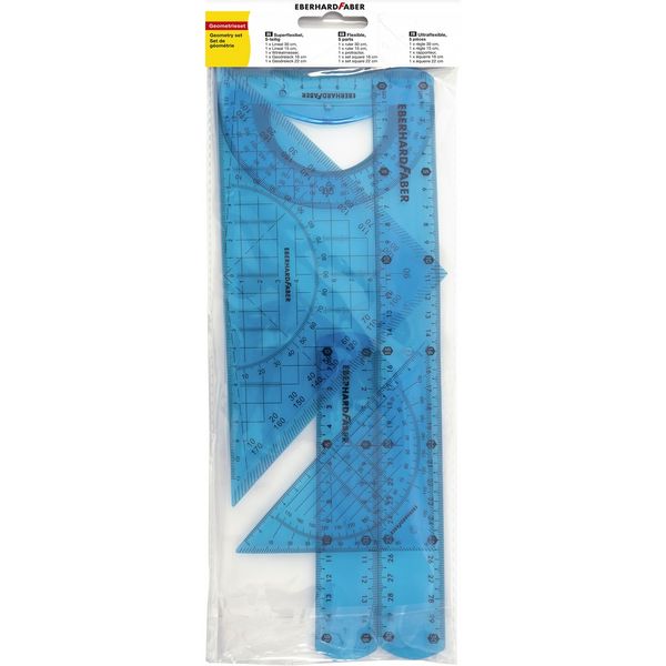 Eberhard Faber Geometrieset superflexibel transparent blau 5 Teile Blister