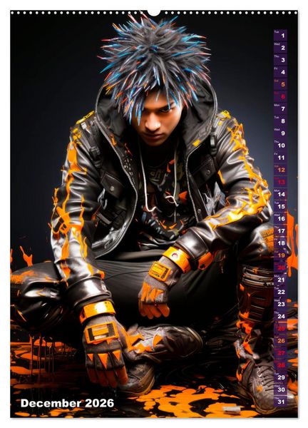 Produktbild: CYBERPUNK Cool guys (High Quality Premium Wall Calendar 2026 DIN A2 portrait),CALVENDO 12 Month Wall Calendar
