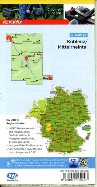 Produktbild: BVA ADFC Regionalkarte Koblenz Mittelrheintal 1:75.000