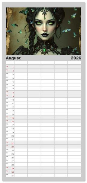 Produktbild: Familienplaner 2026 - Goth Fantasie mit 5 Spalten (Wandkalender, 21 x 45 cm) CALVENDO