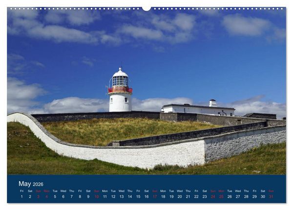 Produktbild: Irish Lighthouses - Beacons along Ireland's wild coast (High Quality Premium Wall Calendar 2026 DIN A2 landscape),CALVENDO 12 Month Wall Calendar