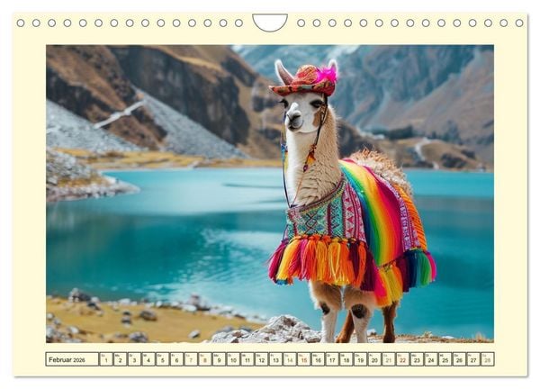 Produktbild: Lamas auf Tour. Perus flauschige Fashion-Ikonen (Wandkalender 2026 DIN A4 quer), CALVENDO Monatskalender