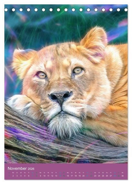 Produktbild: Raubkatzen - Artwork (Tischkalender 2026 DIN A5 hoch), CALVENDO Monatskalender