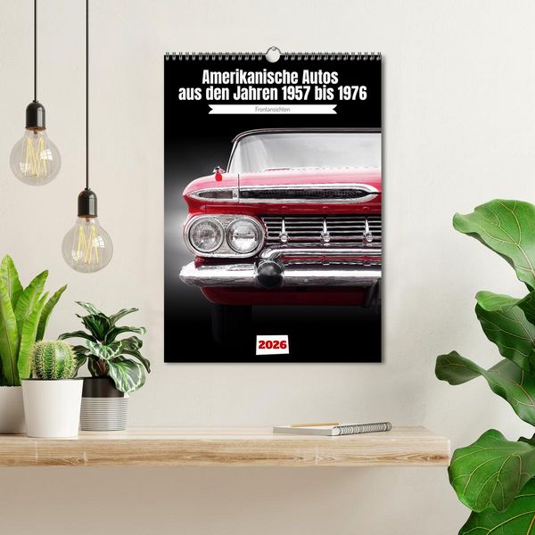 Produktbild: Amerikanische Autos aus den Jahren 1957 bis 1976 Frontansichten (Wandkalender 2026 DIN A3 hoch), CALVENDO Monatskalender