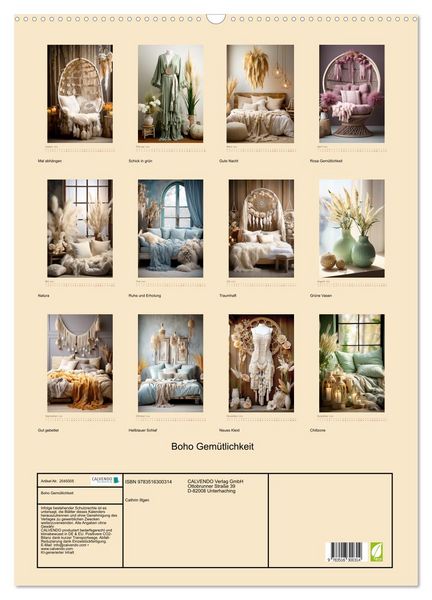 Produktbild: Boho Gem&uuml;tlichkeit (Wandkalender 2026 DIN A2 hoch), CALVENDO Monatskalender