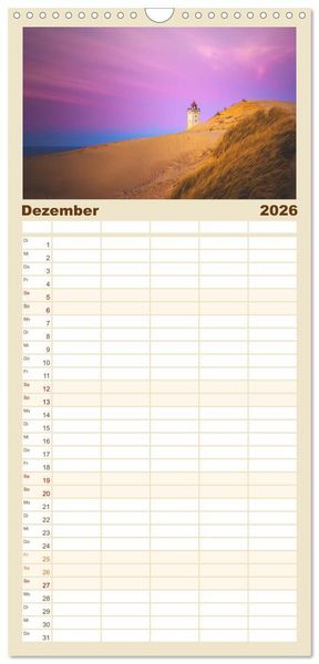 Produktbild: Familienplaner 2026 - Jutland - D&auml;nemarks Nordseek&uuml;ste mit 5 Spalten (Wandkalender, 21 x 45 cm) CALVENDO