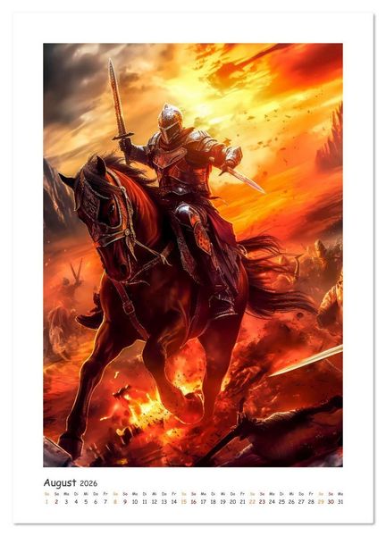 Produktbild: Die Drachenschlacht (hochwertiger Premium Wandkalender 2026 DIN A2 hoch), Kunstdruck in Hochglanz