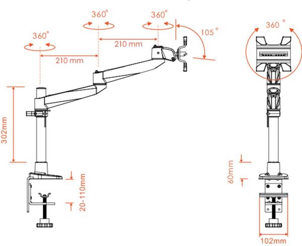 Produktbild: SpeaKa Professional Monitor-Tischhalterung SP-1624924 SuperSwivel for Apple 1 Display(s) 25,4cm (10") - 76,2cm (30")