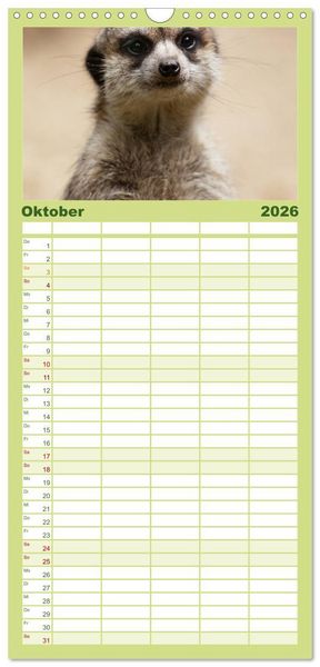 Produktbild: Familienplaner 2026 - Erdm&auml;nnchen mit 5 Spalten (Wandkalender, 21 x 45 cm) CALVENDO