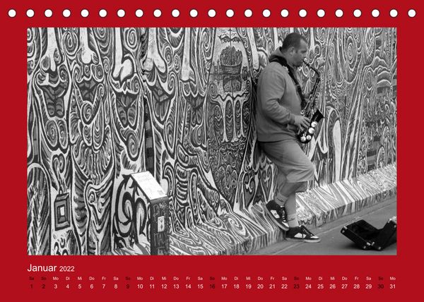 Produktbild: Stra&szlig;enk&uuml;nstler. Impressionen in schwarz-wei&szlig; (Tischkalender 2022 DIN A5 quer)
