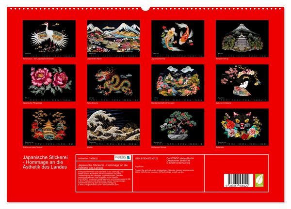 Produktbild: Japanische Stickerei - Hommage an die &Auml;sthetik des Landes (hochwertiger Premium Wandkalender 2026 DIN A2 quer), Kunstdruck in Hochglanz