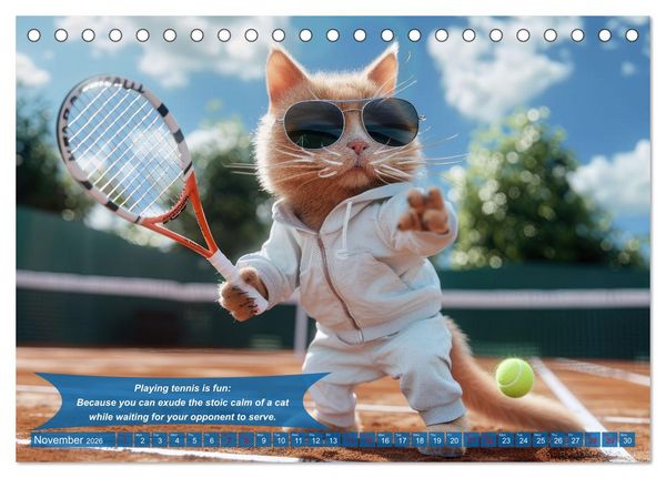 Produktbild: Funny animals as tennis players (Desk Calendar 2026 DIN A5 landscape), CALVENDO 12 Month DeskCalendar