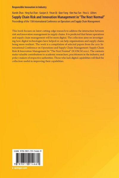 Produktbild: Supply Chain Risk and Innovation Management in &ldquo;The Next Normal&rdquo;