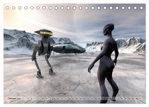 Produktbild: Zukunftswelten (Science Fiction) (Tischkalender 2026 DIN A5 quer), CALVENDO Monatskalender