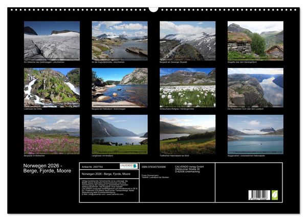 Produktbild: Norwegen 2026 - Berge, Fjorde, Moore (Wandkalender 2026 DIN A2 quer), CALVENDO Monatskalender