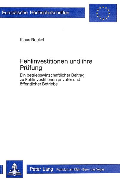 Produktbild: Fehlinvestitionen und ihre Pr&uuml;fung
