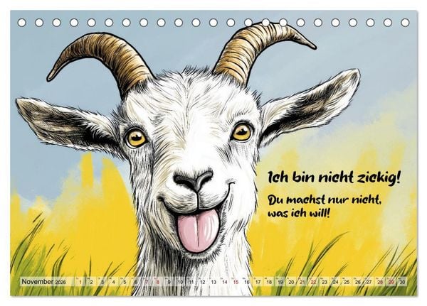 Produktbild: Ziegen, s&uuml;&szlig; aber psycho (Tischkalender 2026 DIN A5 quer), CALVENDO Monatskalender