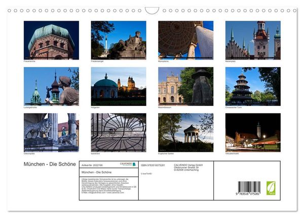 Produktbild: M&uuml;nchen - Die Sch&ouml;ne (Wandkalender 2026 DIN A3 quer), CALVENDO Monatskalender