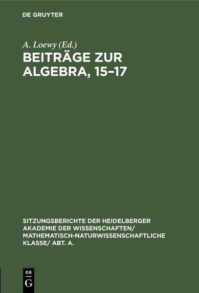 Produktbild: Beitr&auml;ge zur Algebra, 15-17