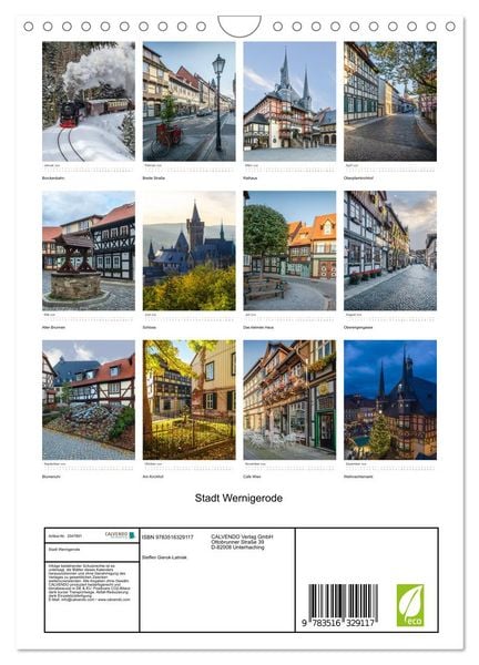 Produktbild: Stadt Wernigerode (Wandkalender 2026 DIN A4 hoch), CALVENDO Monatskalender