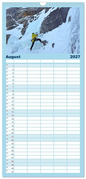Produktbild: Familienplaner 2027 - Extremsport Eisklettern mit 5 Spalten (Wandkalender, 21 x 45 cm) CALVENDO