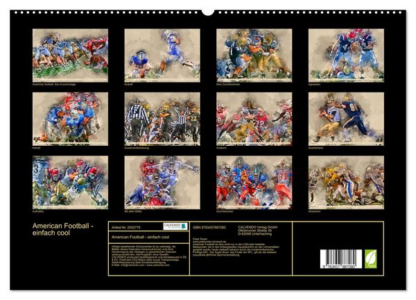 Produktbild: American Football - einfach cool (hochwertiger Premium Wandkalender 2026 DIN A2 quer), Kunstdruck in Hochglanz