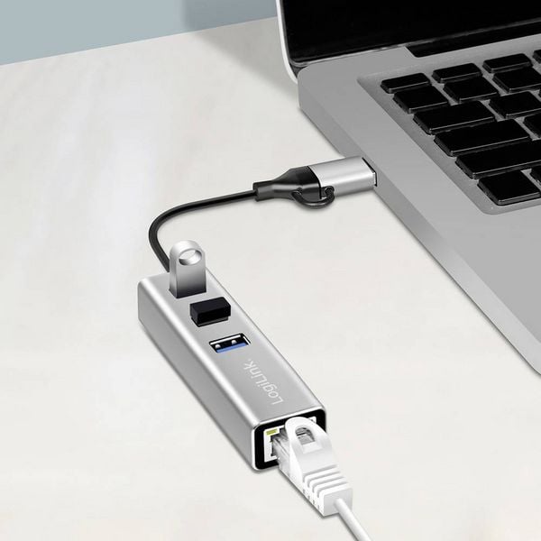 Produktbild: LogiLink UA0440 Netzwerkadapter/Hub 5 GBit/s USB-C&reg; (USB 3.2 Gen 1)