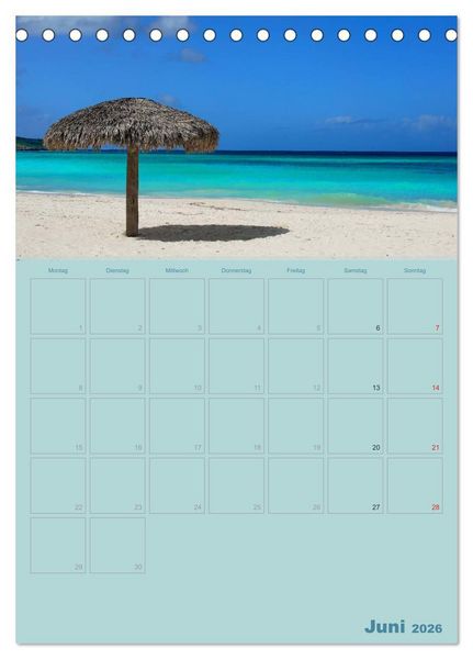 Produktbild: Karibik - Sonne, Strand und Palmen (Tischkalender 2026 DIN A5 hoch), CALVENDO Monatskalender