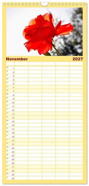 Produktbild: Familienplaner 2027 - Alles in Rot mit 5 Spalten (Wandkalender, 21 x 45 cm) CALVENDO