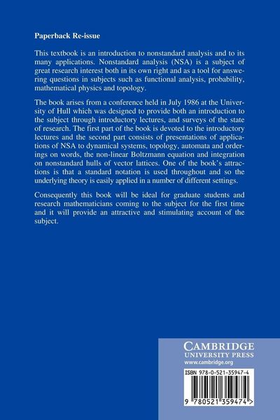 Produktbild: Non-Standard Analysis and Its Applications