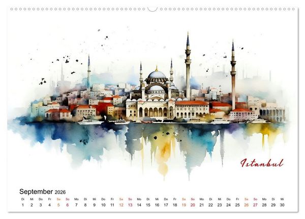 Produktbild: Skylines exklusiv (Wandkalender 2026 DIN A2 quer), CALVENDO Monatskalender