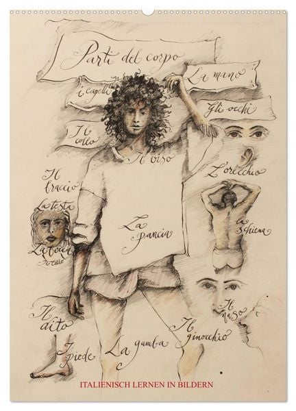Italienisch Lernen in Bildern (Wandkalender 2026 DIN A2 hoch), CALVENDO Monatskalender