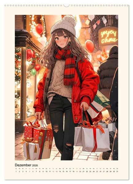 Produktbild: Manga Girls - ein gl&uuml;ckliches Jahr (hochwertiger Premium Wandkalender 2026 DIN A2 hoch), Kunstdruck in Hochglanz