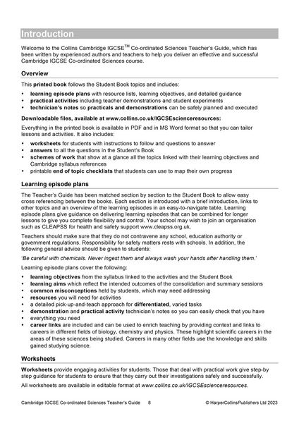 Produktbild: Cambridge Igcse(tm) Co-Ordinated Sciences Teacher Guide