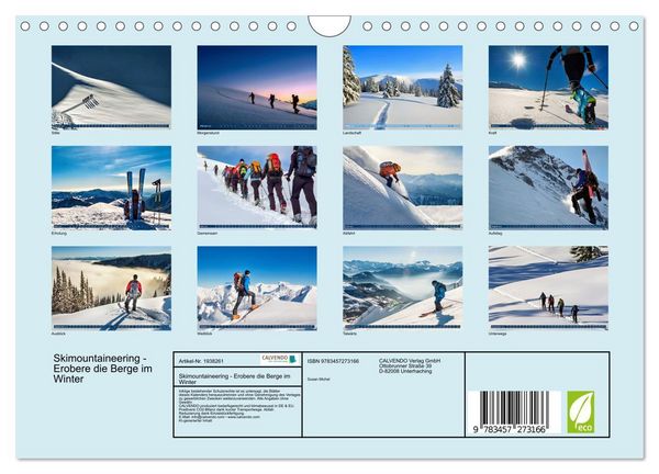 Produktbild: Skimountaineering - Erobere die Berge im Winter (Wandkalender 2026 DIN A4 quer), CALVENDO Monatskalender
