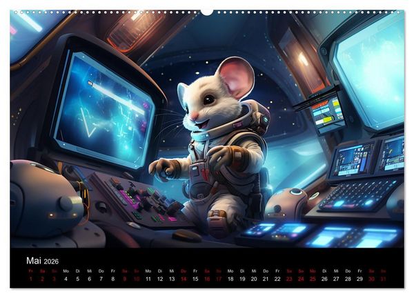 Produktbild: M&auml;use im All (Wandkalender 2026 DIN A2 quer), CALVENDO Monatskalender