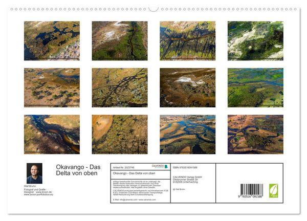 Produktbild: Okavango - Das Delta von oben (hochwertiger Premium Wandkalender 2026 DIN A2 quer), Kunstdruck in Hochglanz