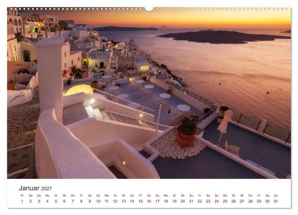 Produktbild: Santorini Fira & Firostefani (Wandkalender 2027 DIN A2 quer), CALVENDO Monatskalender