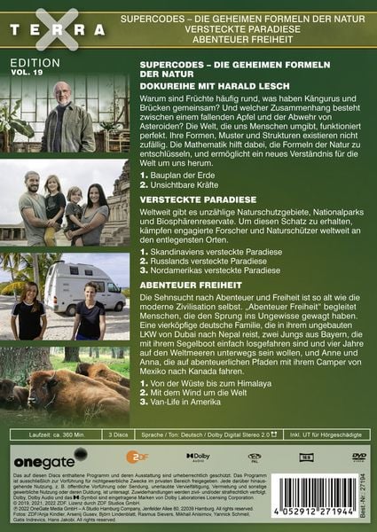 Produktbild: Terra X - Edition 19: Supercodes - Die geheimen Formeln der Natur / Versteckte Paradiese / Abenteuer Freiheit [3 DVDs]