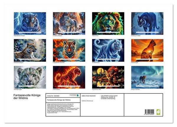 Produktbild: Fantasievolle K&ouml;nige der Wildnis (Wandkalender 2026 DIN A2 quer), CALVENDO Monatskalender