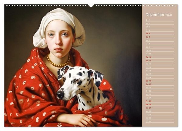 Produktbild: Dame mit Hund (Wandkalender 2026 DIN A2 quer), CALVENDO Monatskalender