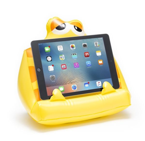 Produktbild: Bookmonster Air Gelb - Sammy - Aufblasbares Lesekissen für Bücher und Tablets - Buchständer - Tablethalter - Lesehillfe
