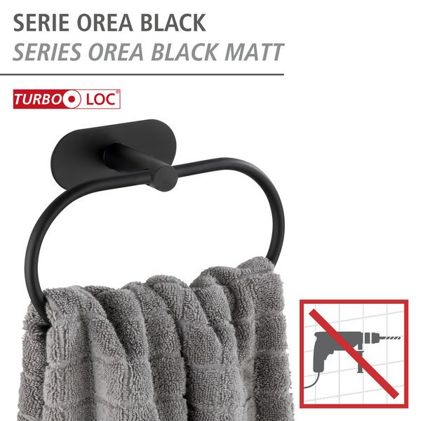 Produktbild: Turbo-Loc&reg; Handtuchring Mod. Orea Black Matt, Befestigen ohne bohren