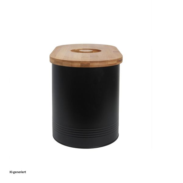 Produktbild: neuetischkultur Brotkasten Schwarz mit Holzdeckel Brotkasten Schwarz mit Holzdeckel