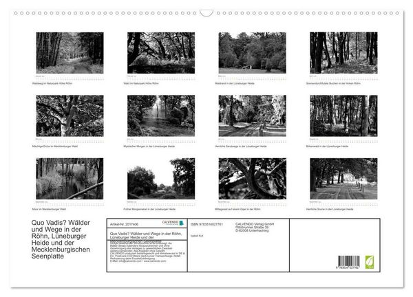 Produktbild: Quo Vadis? W&auml;lder und Wege in der R&ouml;hn, L&uuml;neburger Heide und der Mecklenburgischen Seenplatte (Wandkalender 2026 DIN A2 quer), CALVENDO Monatskalender