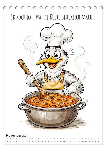 Produktbild: Freche K&uuml;sten‑M&ouml;wen - Lustiger maritimer Cartoon‑Kalender (Tischkalender 2027 DIN A5 hoch), CALVENDO Monatskalender