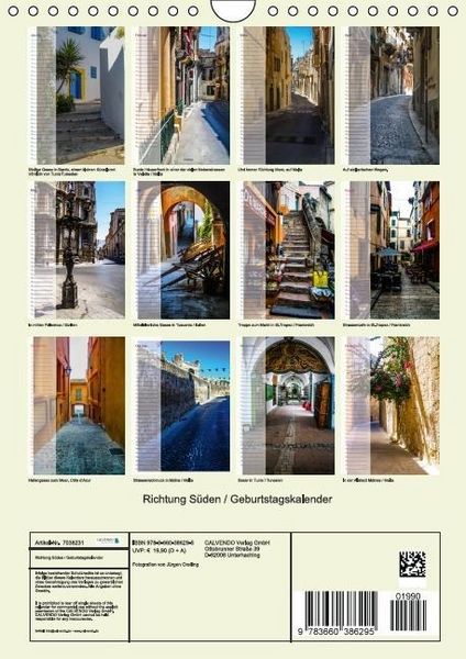 Produktbild: Richtung S&uuml;den / Geburtstagskalender (Wandkalender immerw&auml;hrend DIN A4 hoch)